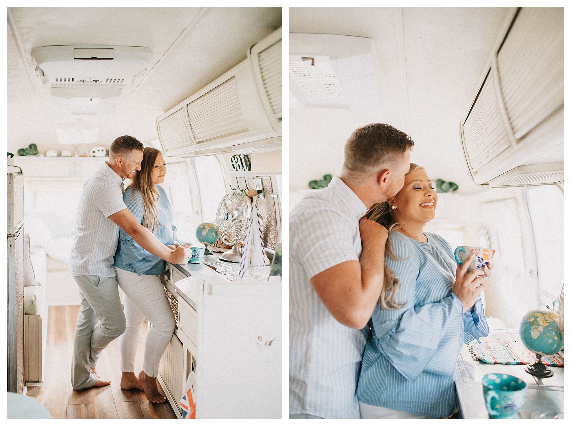 engagement pictures in a vintage airstream