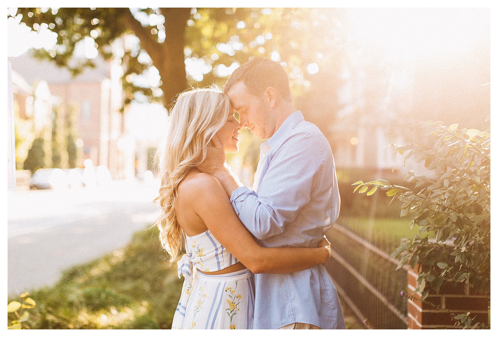 sunset engagement pictures in downtown Indianapolis