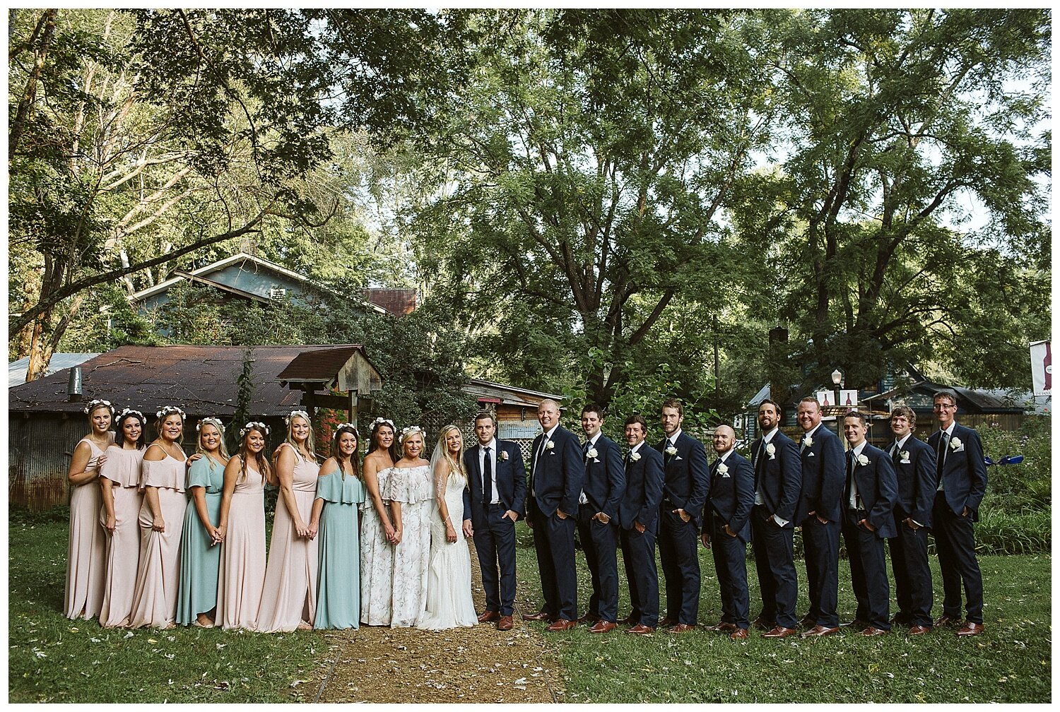 pastel colored bridal party outfits