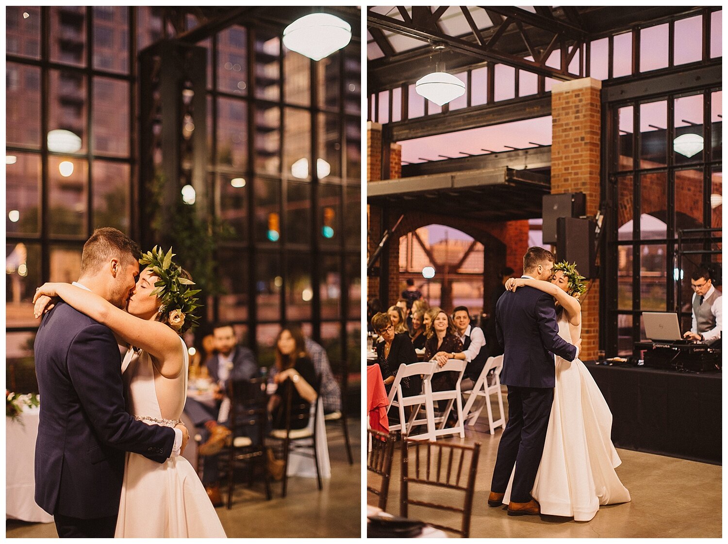 bride and groom first dance at north bank park pavilion