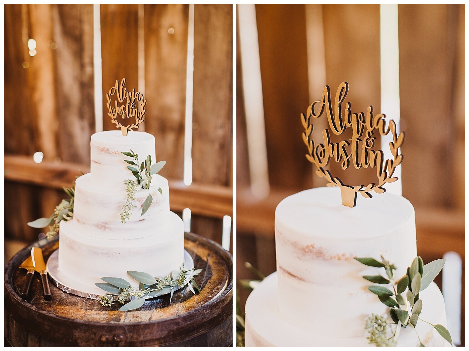 classic fall wedding cake at The Old Barn at Brown County