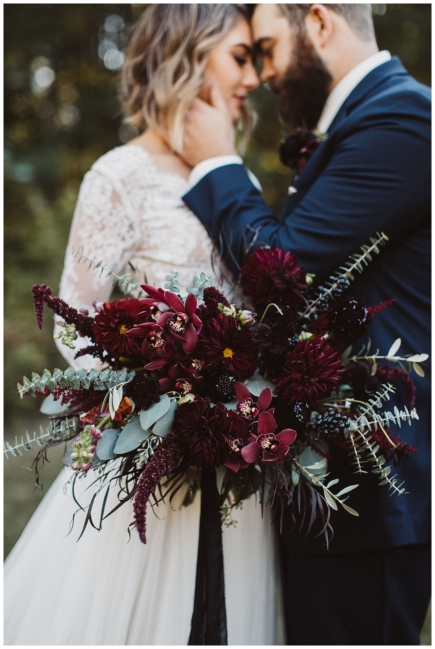 dark and moody wedding bouquet by Pomp &amp; Bloom