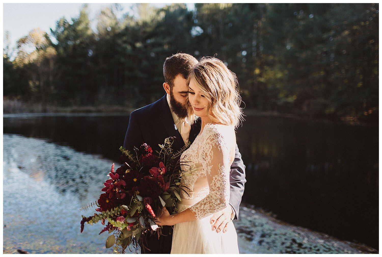 fall wedding inspiration of the bride and groom