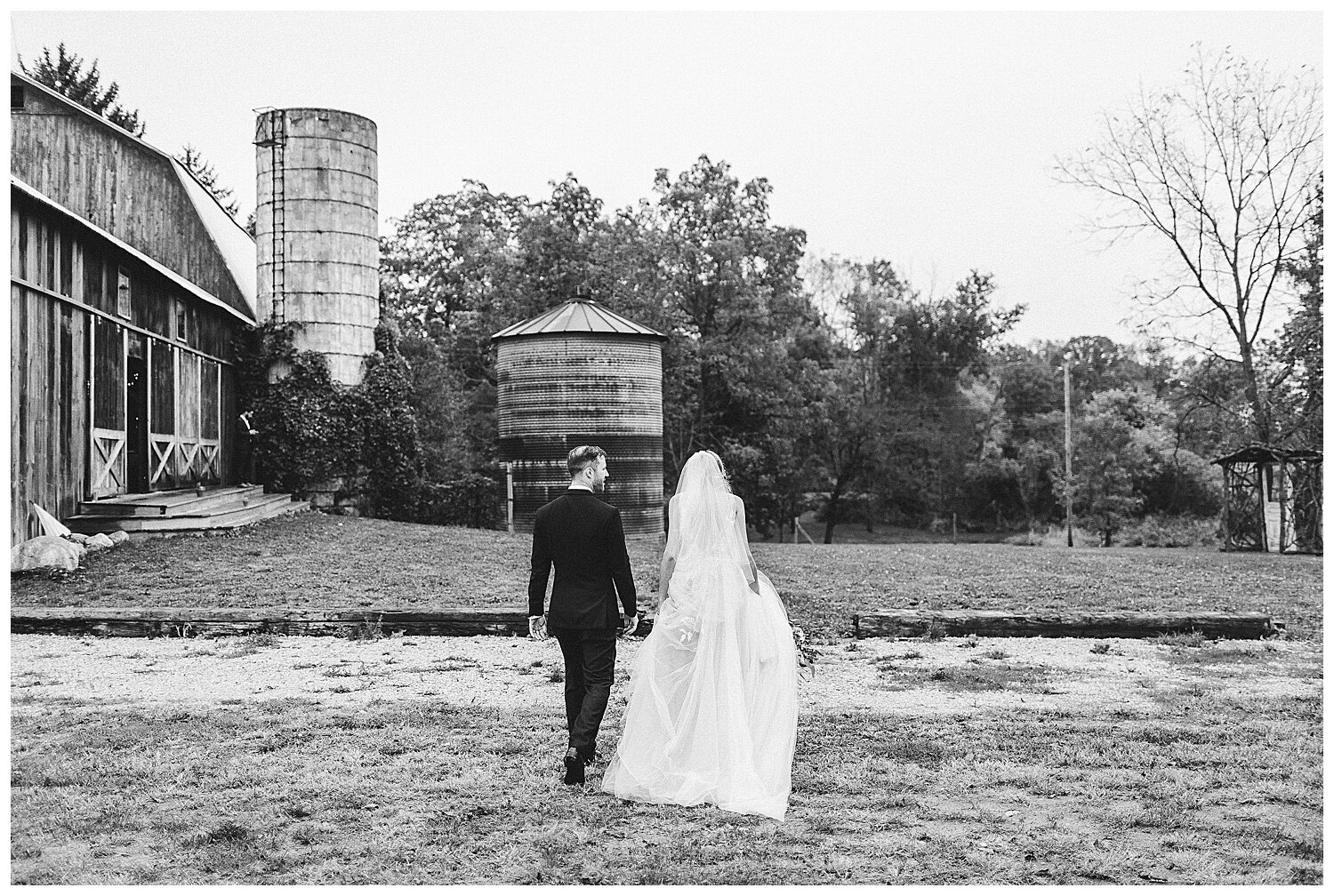 bride and groom at their wedding venue old Indian creek farm olivet Michigan