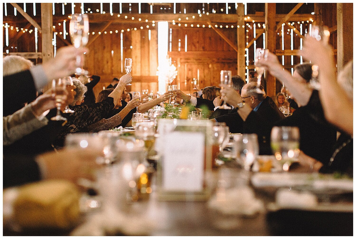 family style reception dinner at Old Indian Creek Farm in Olivet, Michigan