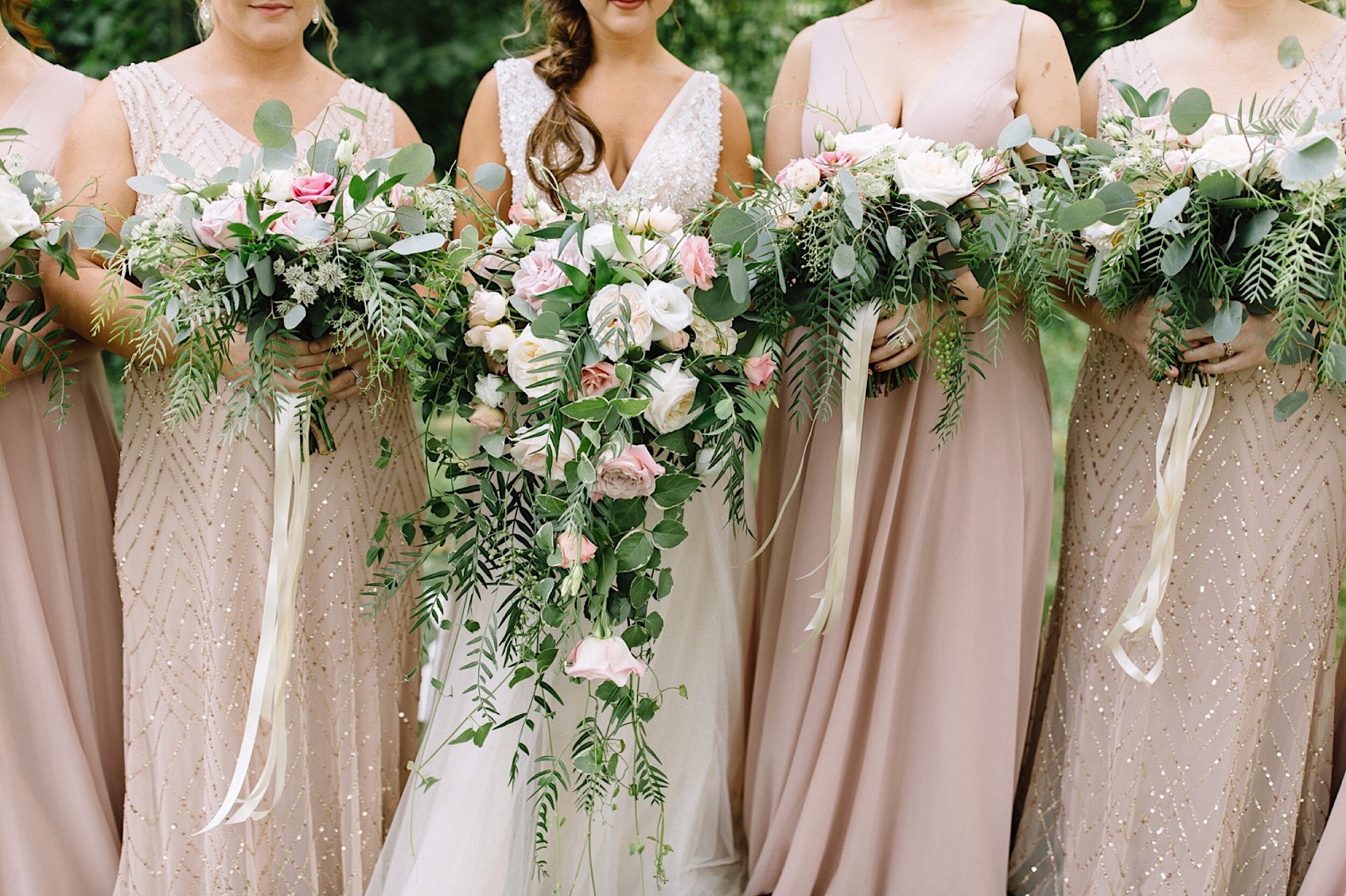 blush and white wedding bouquets